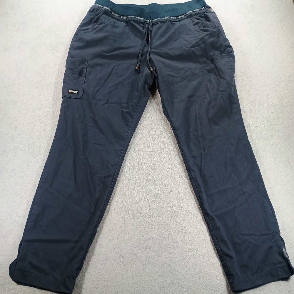 Grey's Anatomy Women Scrub Pants Navy Blue L Spandex Stretch Cargo